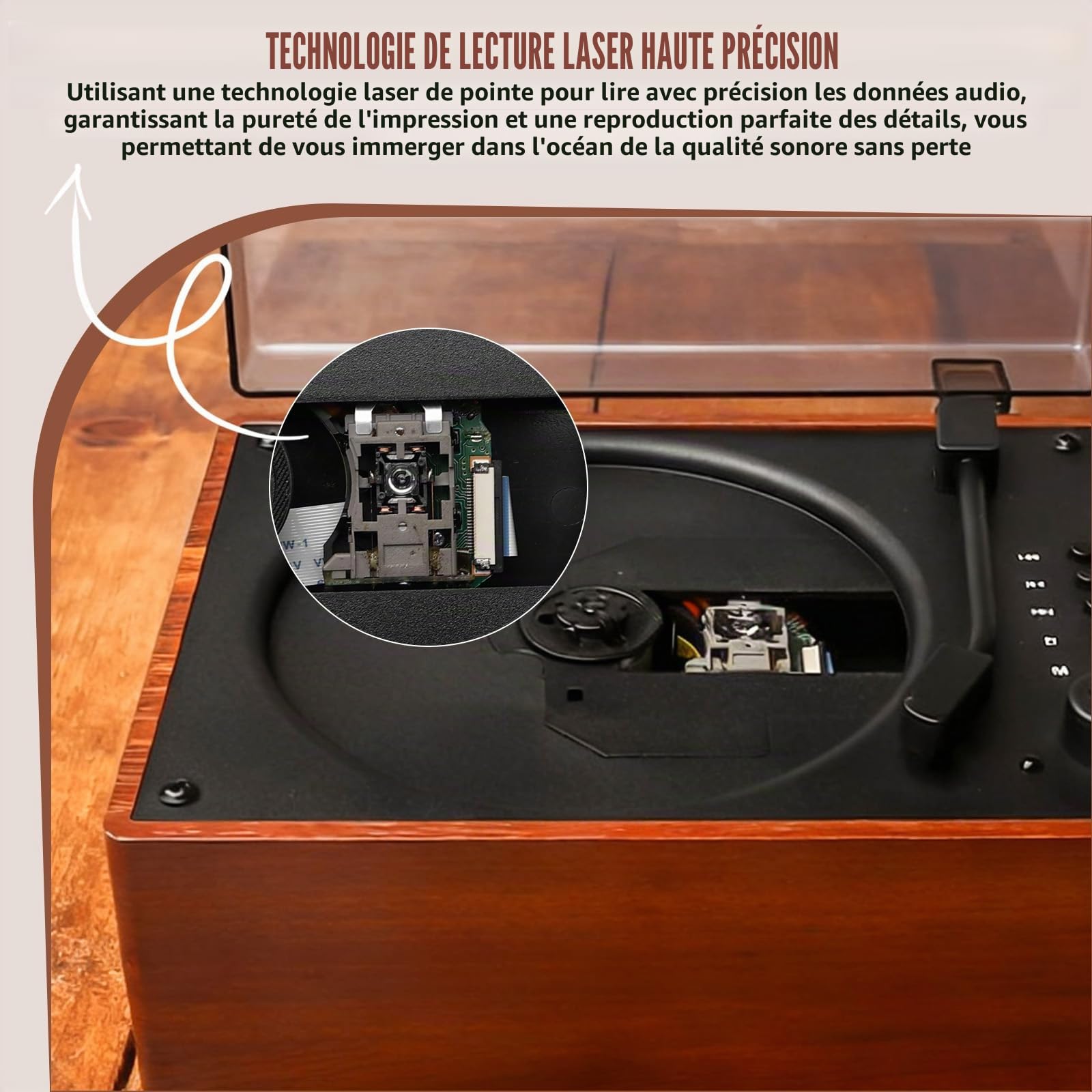 Lecteur CD portable Bluetooth 5.1, lecteur CD rétro avec double haut-parleur stéréo, télécommande, rechargeable, lecteur CD, compatible USB/AUX, protection contre la poussière