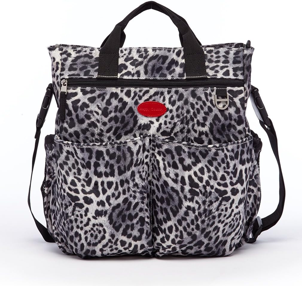Leopard Print Diaper Bag With Shoulder Strap Can Hang On Stroller Trendy Travel Baby Bags Black Mommy Purse Cute Best Designer Handbags with Many Pockets Fashionable Stylish Tote Style Purse for Mom