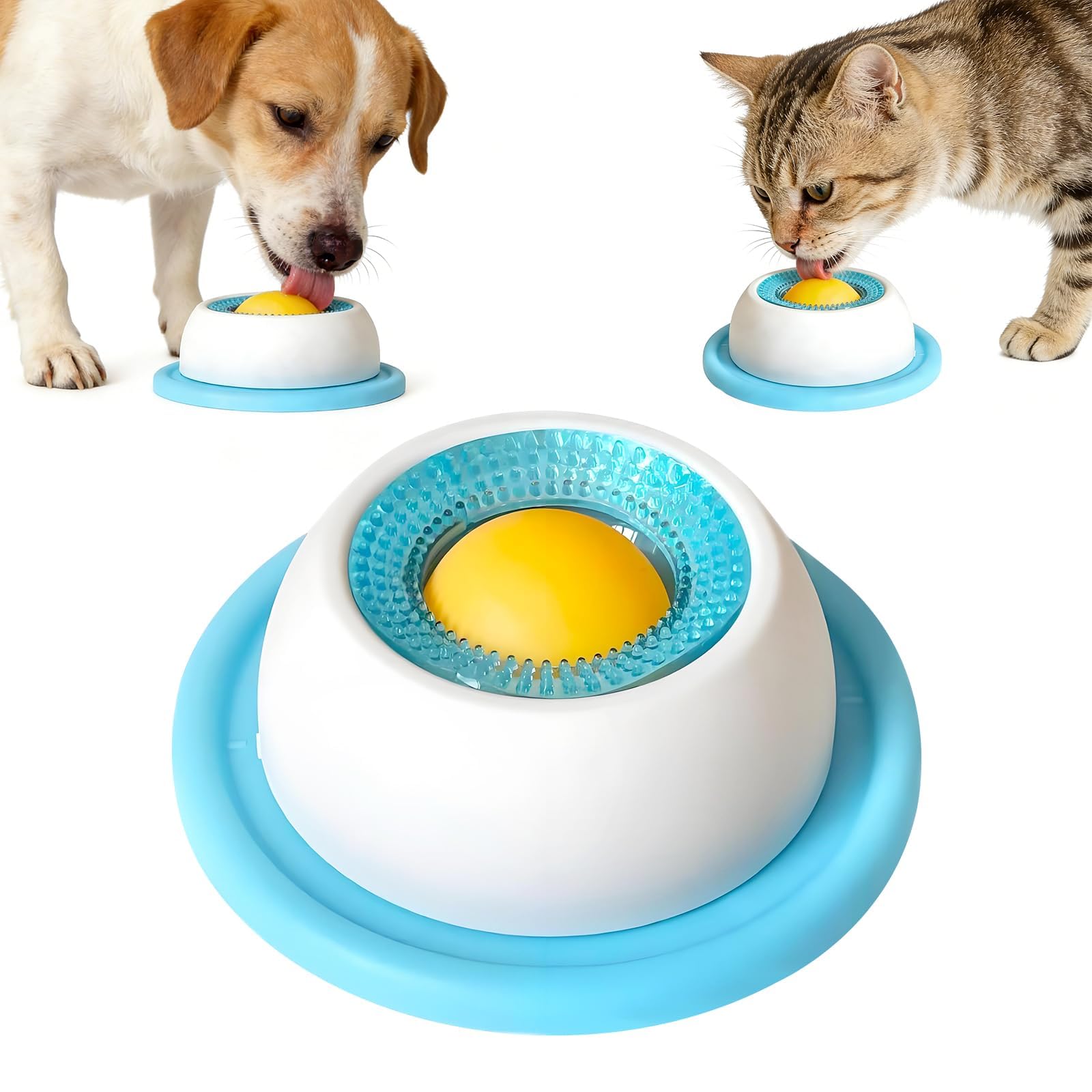 Dog Cat Licking Bowl, 2026 New Pet Lick Bowl for Dogs Cats, 3 in 1 Anxieties Relief Dog Lick Ball Treat Dispenser, Non-Slip Licking Bowl Enrichment Toys for Dog Calming & Anxieties Relief (Blue)