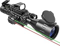 Vista 7 de UUQ 4-12&16X50 AO Mira para Rifle Rojo/Verde Iluminada, Retícula Range Finder con Láser Verde - Visor Holográfico de Punto Rojo Reflex - 5 Modos