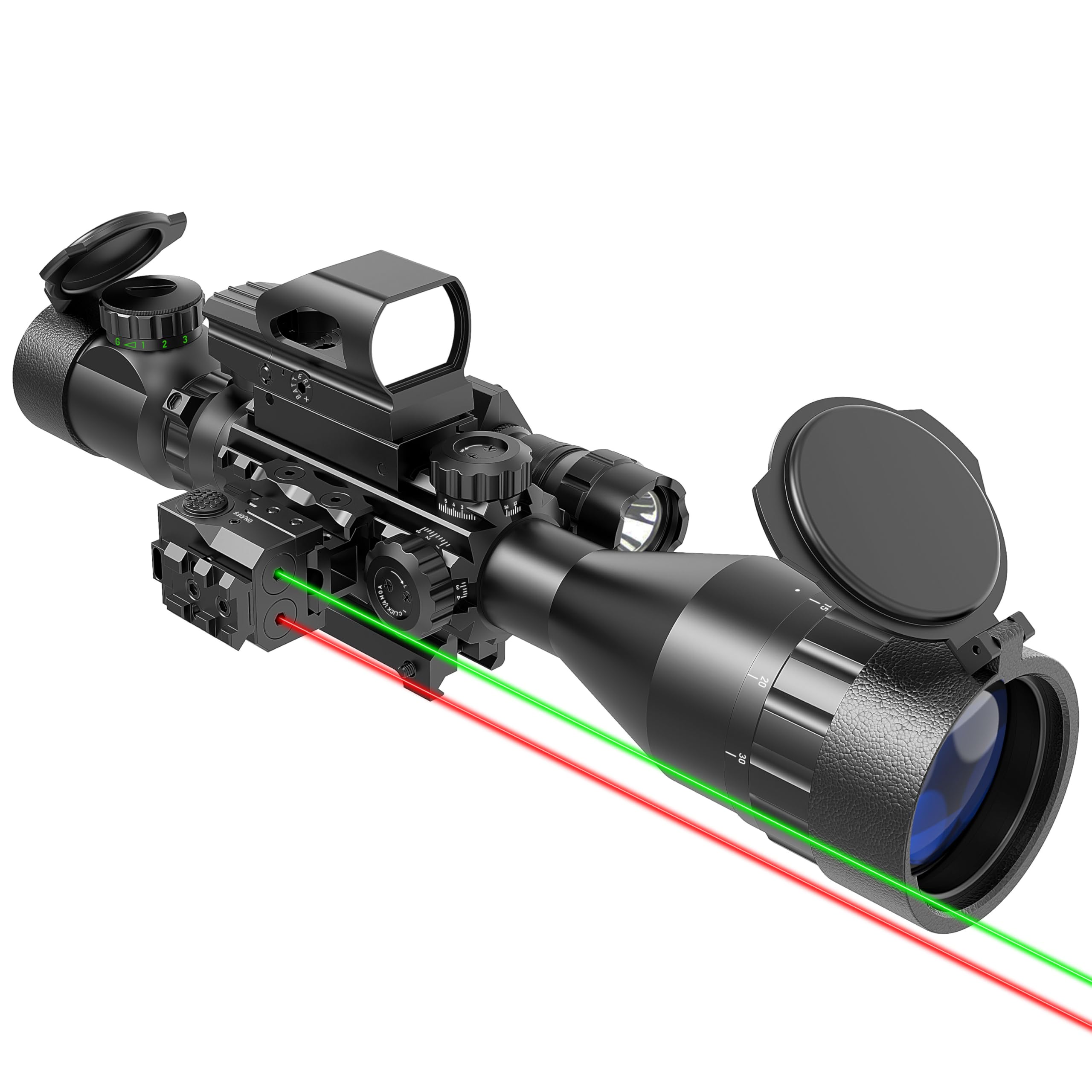 UUQ 4-12&16X50 AO Rifle Scope Red/Green Illuminated Range Finder Reticle W/Green Laser -…
