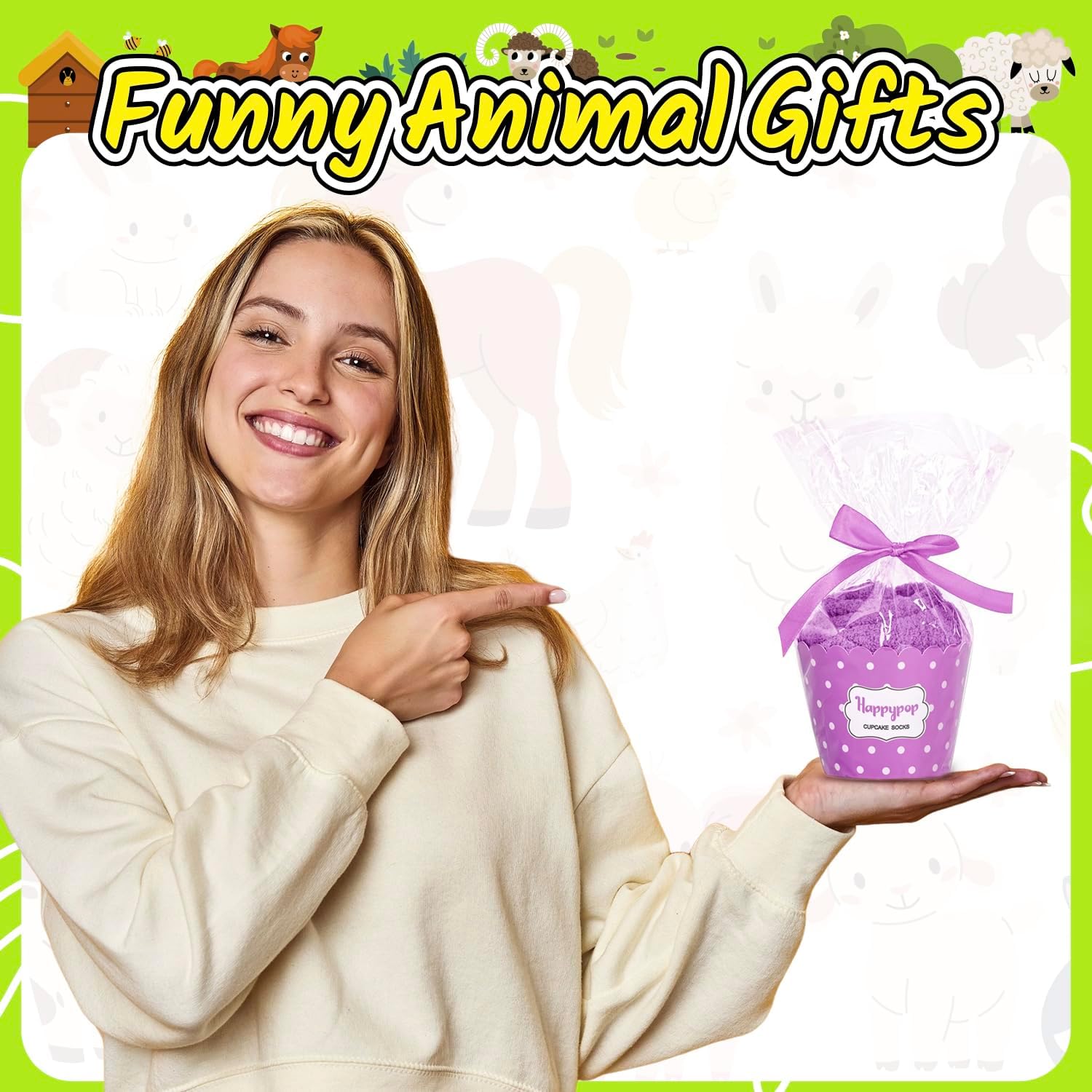 HAPPYPOP Novelty Animal Gifts for Women - Fuzzy Cow Horse Pig Duck Socks for Animal Lovers - Image 2