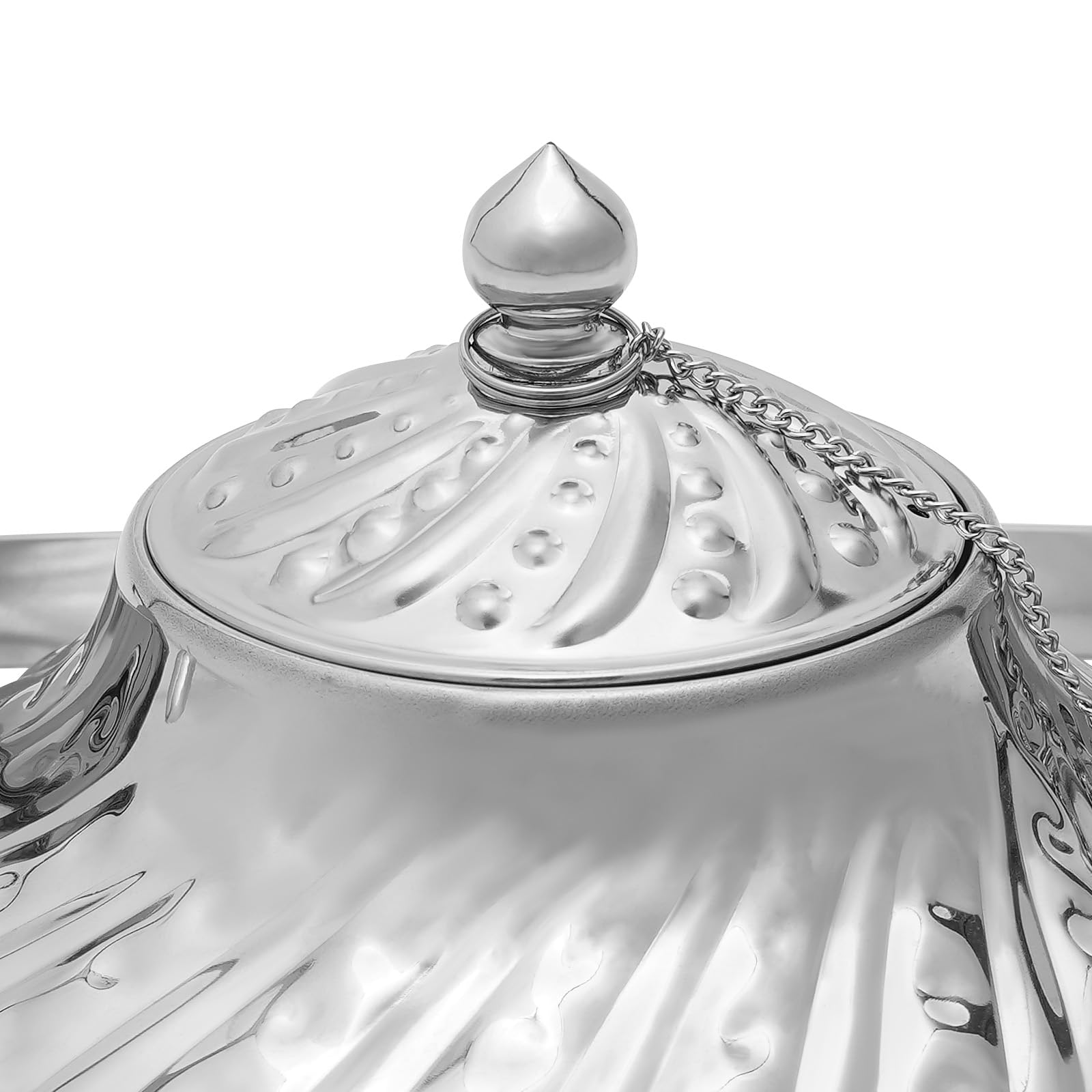 Tetera de acero inoxidable, tetera de 2 litros con colador de té, jarra de agua, cafetera apta para restaurantes de hotel familiares, 20,5 x 20 cm, extraíble, sin goteos, color plateado