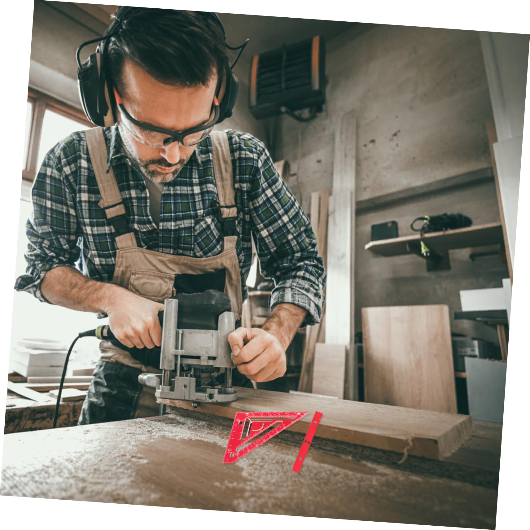 SEWOART 1 Set Woodworking Tools Ruler Construction Ruler Measuring Tap Small Tape Measure Vintage Tape Measure Machinist Square Geometry Square Ruler Carpentry Squares Triangle Red Acrylic