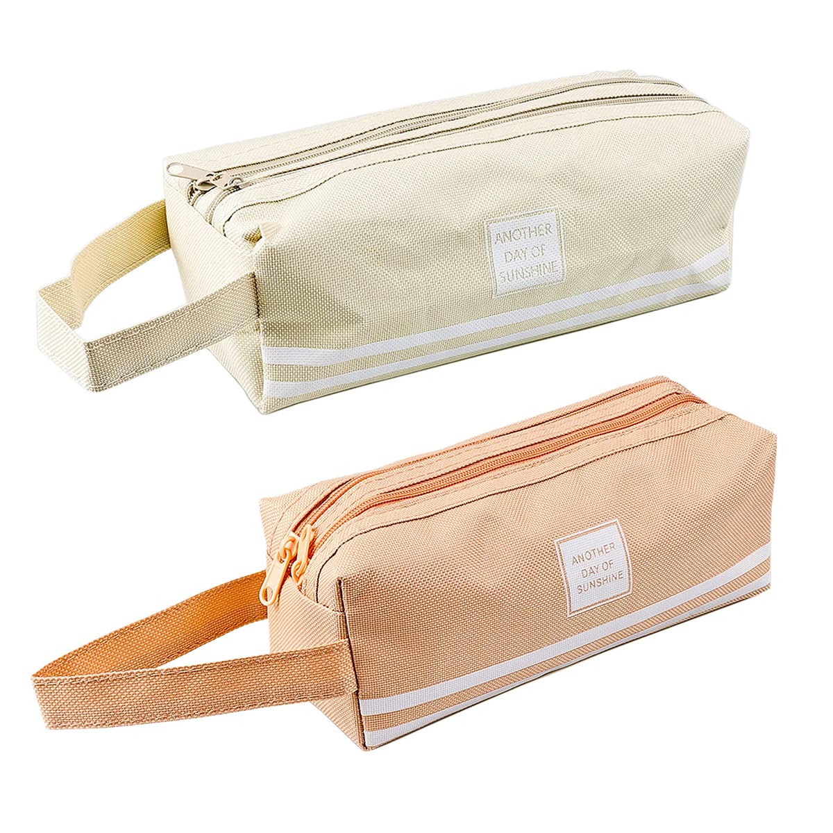 Simple Pencil Case Large Capacity 2 PCS, Stationery Bag Compartments canvas Large Pencil Bag, Double Layer Double Zipper Makeup Bag Office College School Gift For Adults Teen Girl Boy Storage Bags