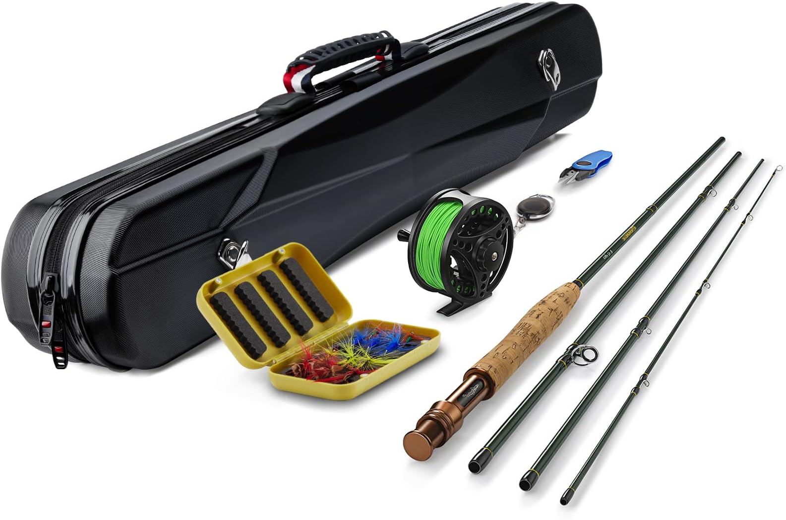 4 Piece Graphite Fly Rod Portable PLUSINNO Fly Fishing Rod & Reel