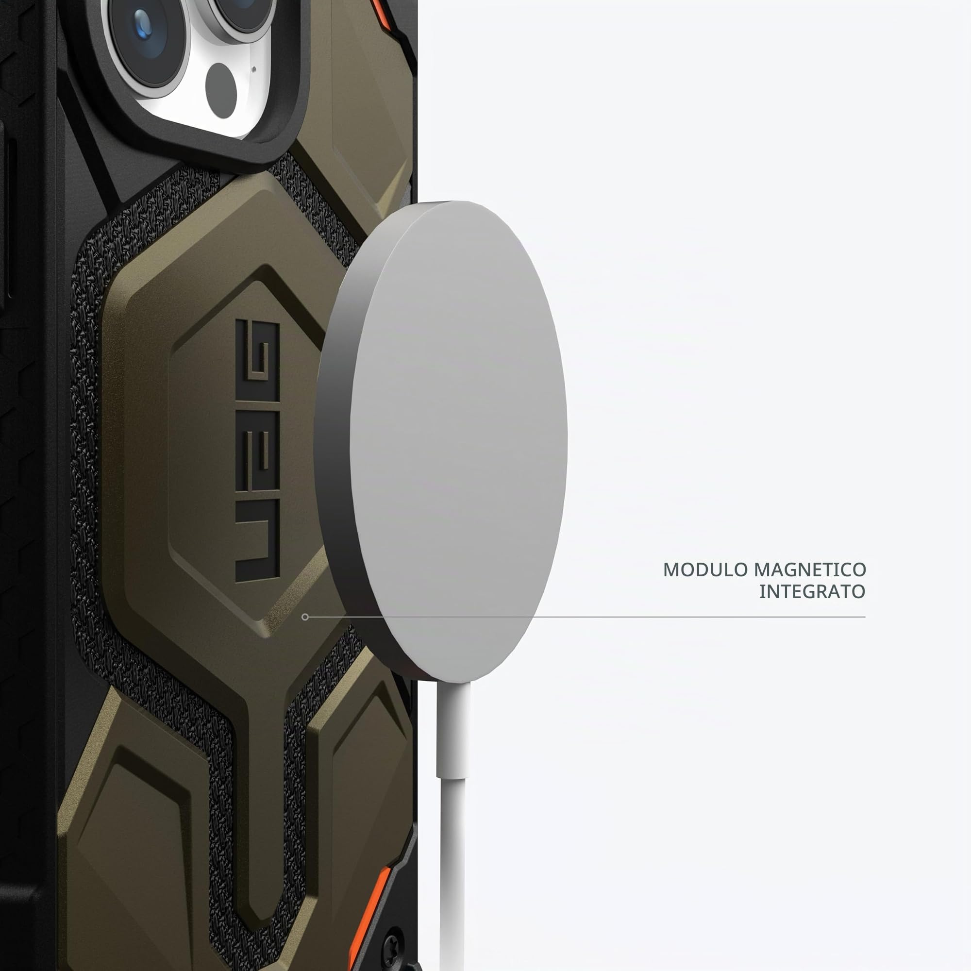 URBAN ARMOR GEAR Monarch Pro Custodia protettiva compatibile con Apple iPhone 15 Pro Max [Compatibile con ricarica wireless/ricarica magnetica, protezione a 5 strati] verde kevlar