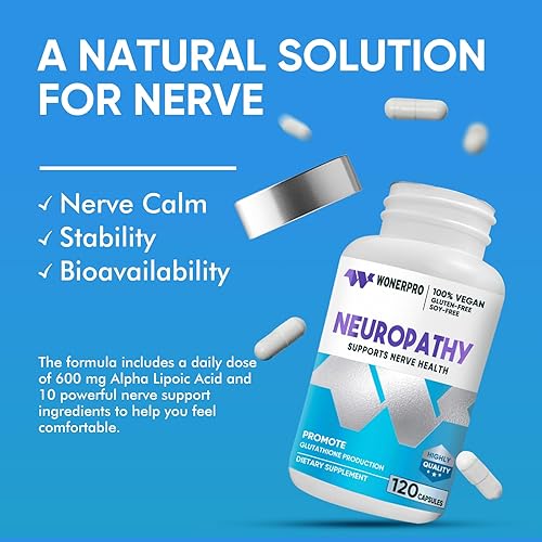 Miniatura 5 de Salvador de nervios para neuropatía  Suplemento de ácido alfa lipoico de 600 mg para dedos, manos, dedos de los pies y pies  120 cápsulas