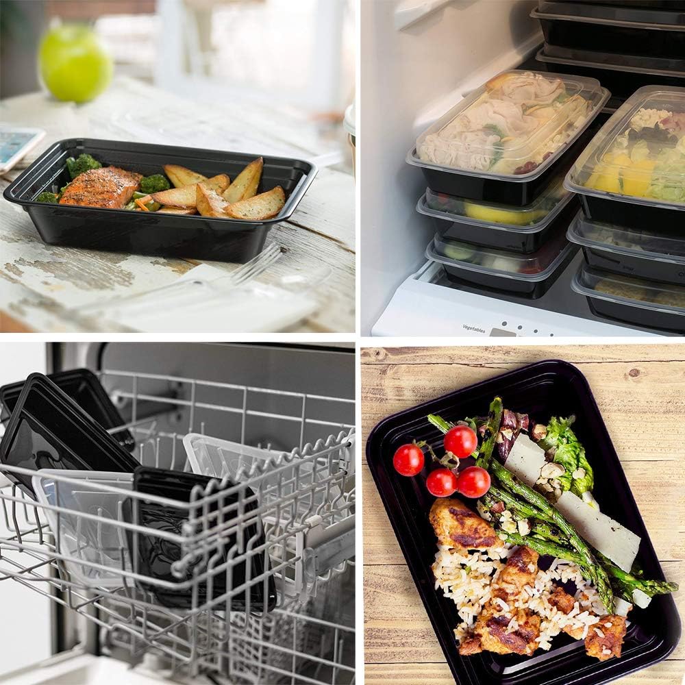 HENSHOW 1 Compartiment Boite Repas Lot de 20Pcs, 1000L Prime Réutilisable Sans BPA Boite à Lunch Micro Onde, Congélateur et Lave-vaisselle Sûr