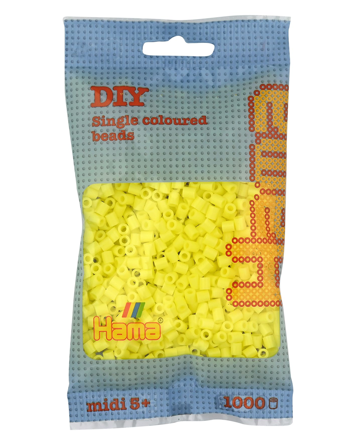 Hama Perlen 207-43 Bügelperlen Beutel mit ca. 1.000 Midi Bastelperlen mit Durchmesser 5 mm in Pastell Gelb, kreativer Bastelspaß für Groß und Klein
