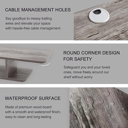 Miniatura 3 de Soporte flotante para TV, centro de entretenimiento montado en la pared y estante de gabinete, consola de TV con almacenamiento, consola multimedia