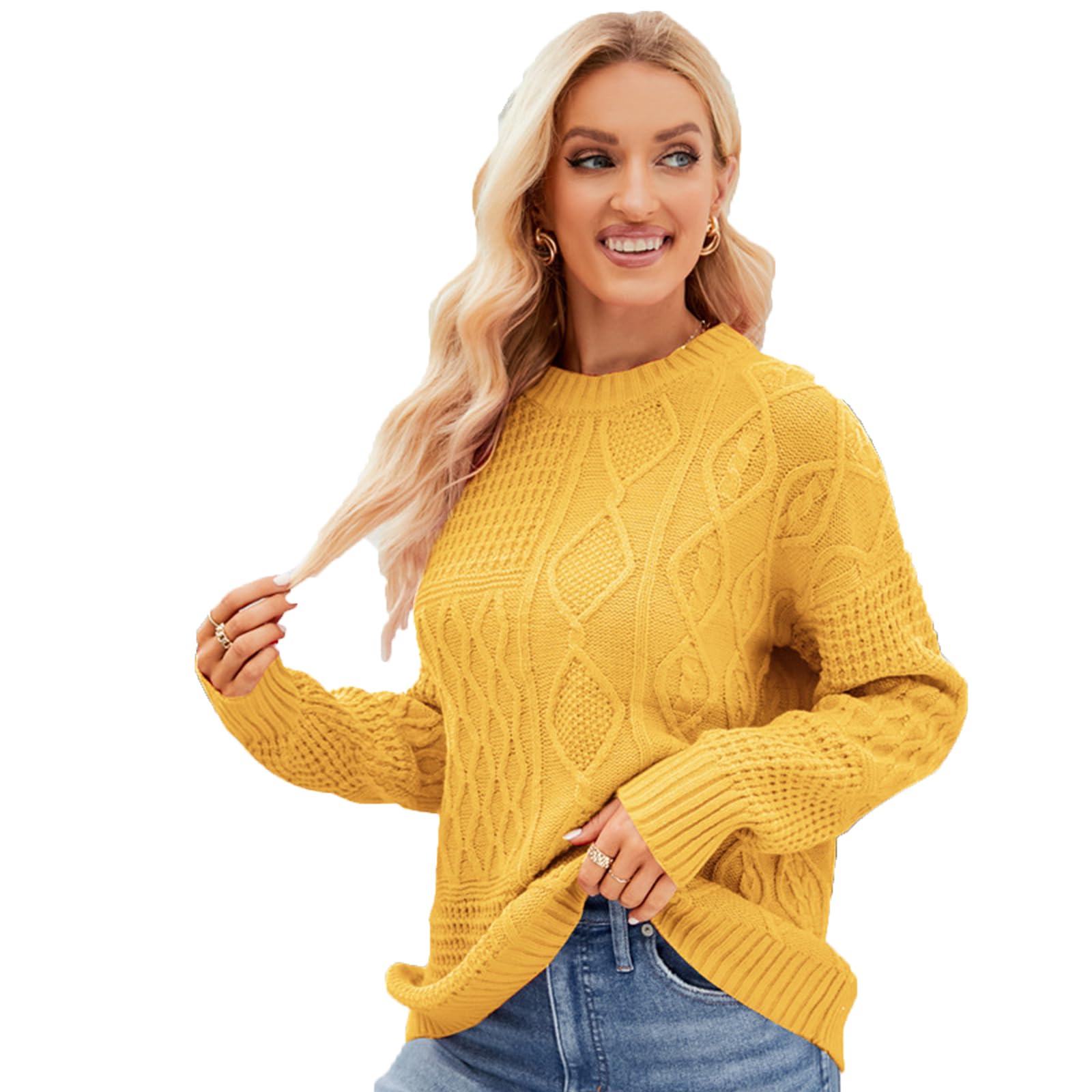 Womans Oversized Sweaters Crew Neck Long Sleeve Pullover Casual Solid Color Sweater Fall Clothes 2025