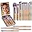 BS-MALL Travel Makeup Brush Set Foundation Powder Concealers Eye Shadows Makeup Set with LED light Mirror 14 Pcs (B-Bamboo)