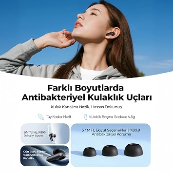 SoundPEATS Q3 Pro Hibrit ANC ENC TWS Bluetooth 6.0 Kablosuz Kulak içi Kulaklık Siyah
