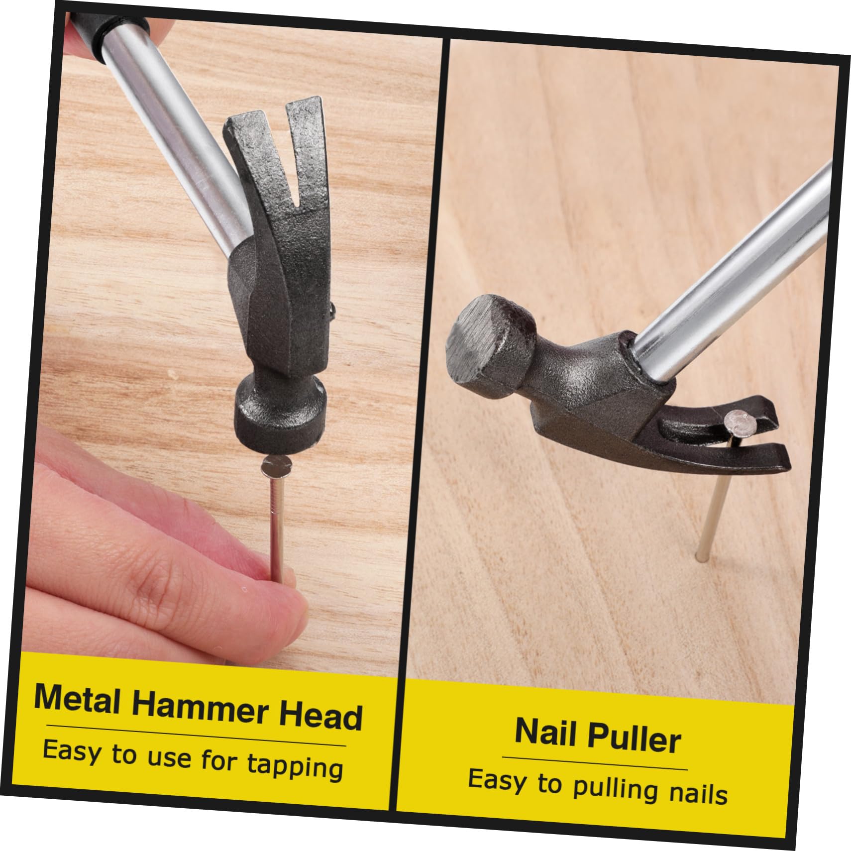 TEHAUX Martillo Pequeño Herramienta Mini de Garra Negro Mango de Acero y Plástico para Reparación y Enmarcado Hogar y Exteriores