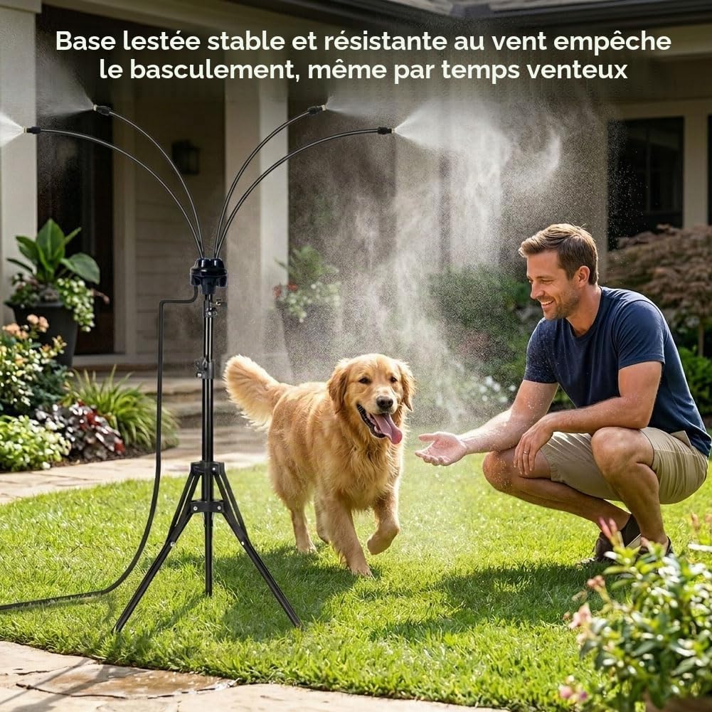 Brumisateur Terrasse, Système De Refroidissement Brumisateur Sur Pied De 5,3 Pieds + 2 Buses De Brumisation En Laiton, 2 Options De Hauteur, Refroidissement Des Brumisateur D 'extérieur Animaux