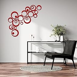 Adesivi Murali Specchio Acrilico Rosso 3D – 24 Pezzi Cerchi Decorativi da Parete, Specchi Adesivi Rotondi DIY per Soggiorno, Camera da Letto, Bagno e Decorazione Casa