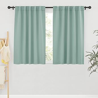 RYB HOME Blackout Curtains for Bedroom - Window Treatment Panels Thermal Insulating Privacy Curtains for Baby Nursery Family Room Kitchen Dining Room, 42 W x 45 L per Panel, Teal, 1 Pair