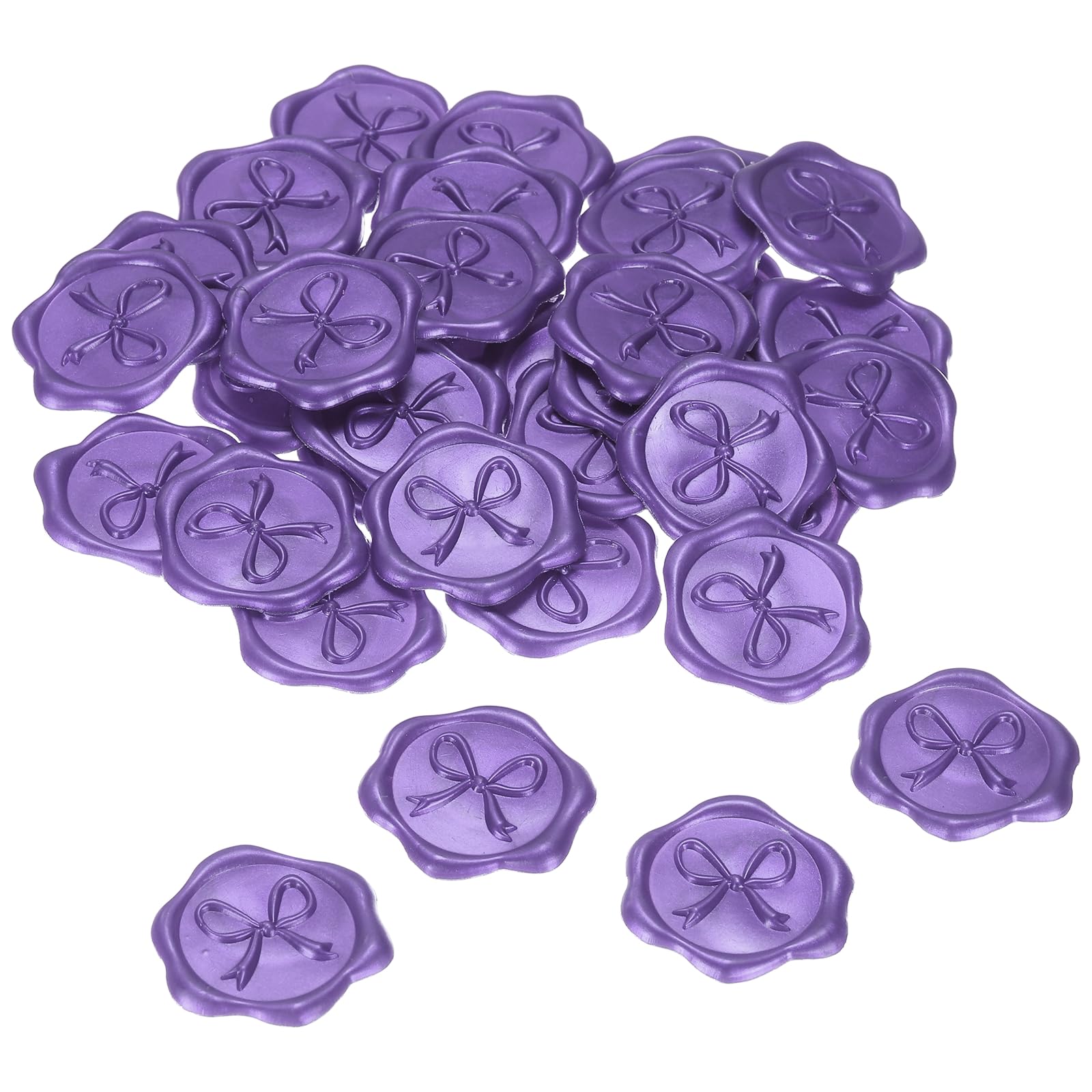 PATIKIL 100Pcs Bow Wax Seal Stickers, Butterfly Knot Embossed Self Adhesive Backed Envelopes Seal Sticker Accessories for Wedding Invitation Letter Birthday Party Gift, Purple