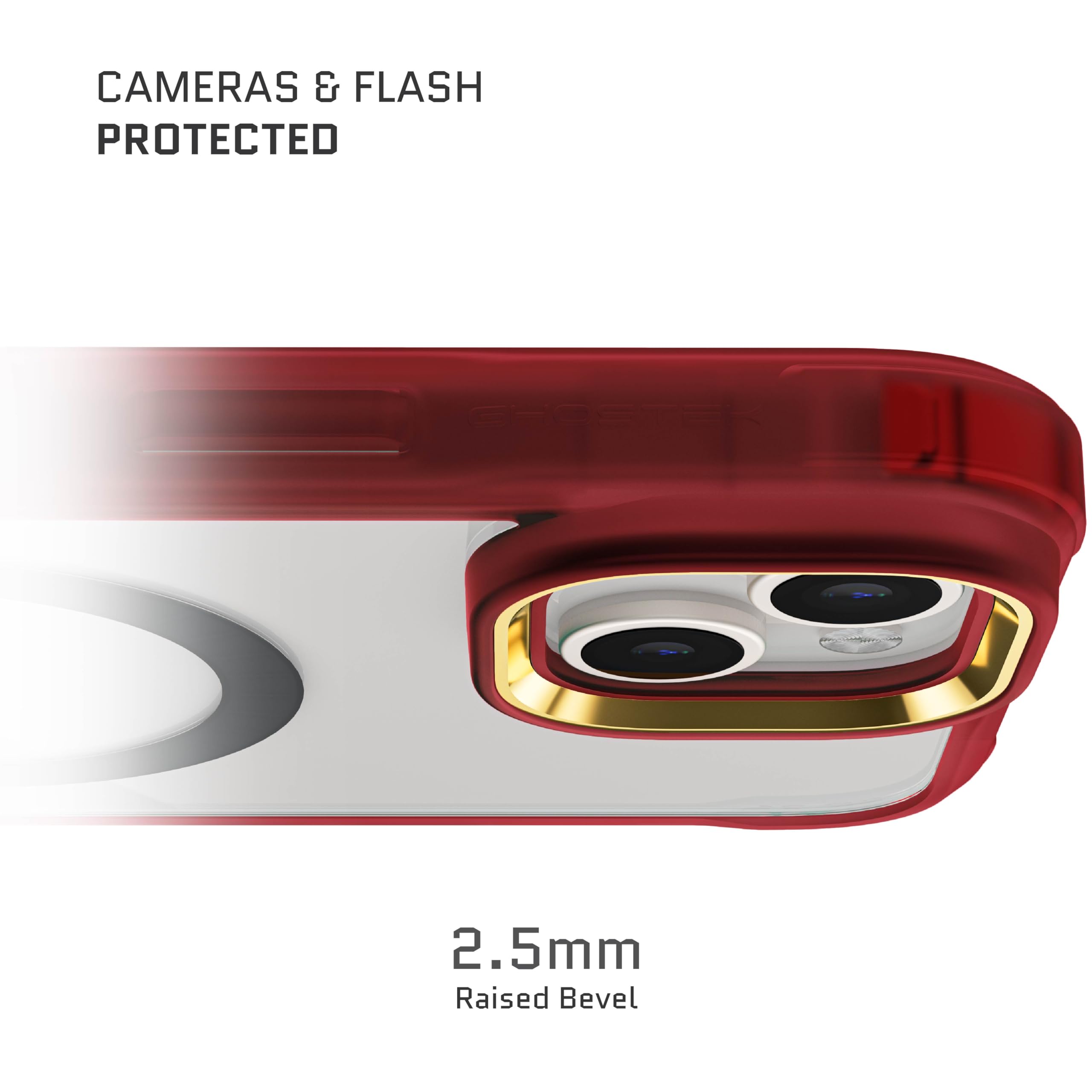 Ghostek Covert MagSafe - Funda transparente de silicona a prueba de golpes para Apple iPhone 15 Plus, compatible con MagSafe magnético (6.7 pulgadas, rojo)