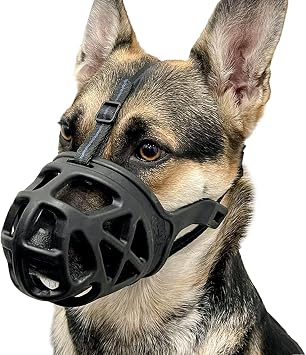 Dog Muzzle, Warbriie Basket Muzzle for Biting, Breathable Basket Muzzles for Large Dog, Chewing and Scavenging, Humane Cage Mouth Cover, Perfect for Grooming and Training Large Dog