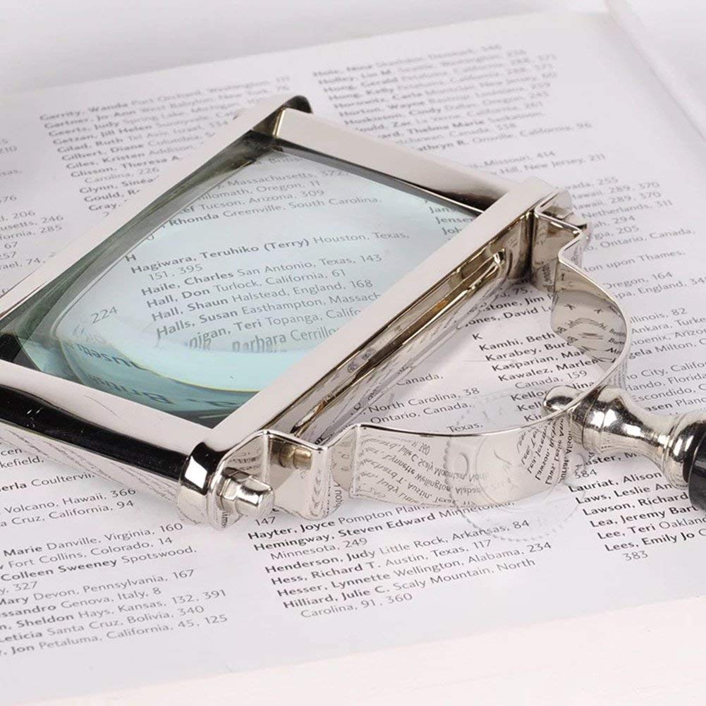 Lupa de Vidrio Rectangular de Mano 5X para Personas Mayores, jóvenes, Estudiantes, Libros de Lectura, investigación de Plantas, manijas cómodas Made in China