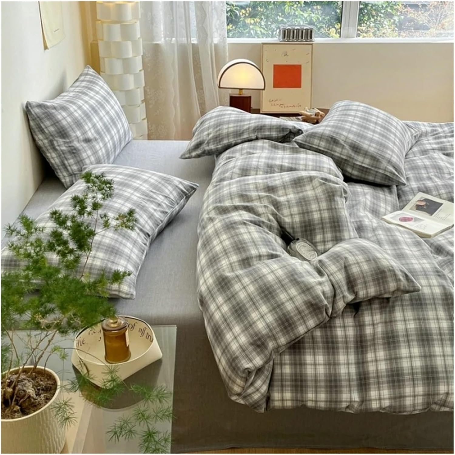 Fashion Plaid Bedding Set Cotton Duvet Cover Set Home Textiles - Bed Sheet Queen King Quilt Cover Pillowcase Bed Linen,Bed