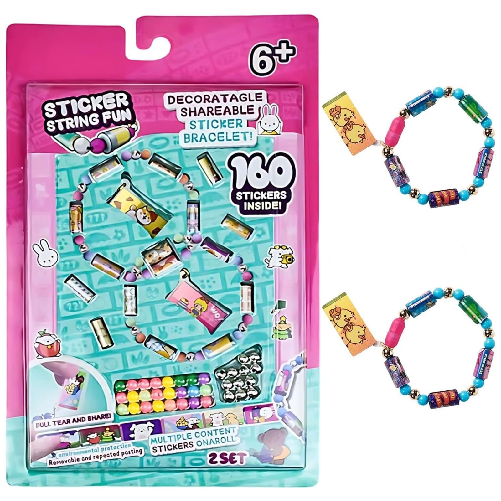 YgonziRuvc 1 Pack Set 2pcs Adhesive Wristband Collection Sticky Bracelet Set, Creative Adhesive Wristbands for Crafting Activities, Reusable Sticker Jewellery for Personalised Accessories