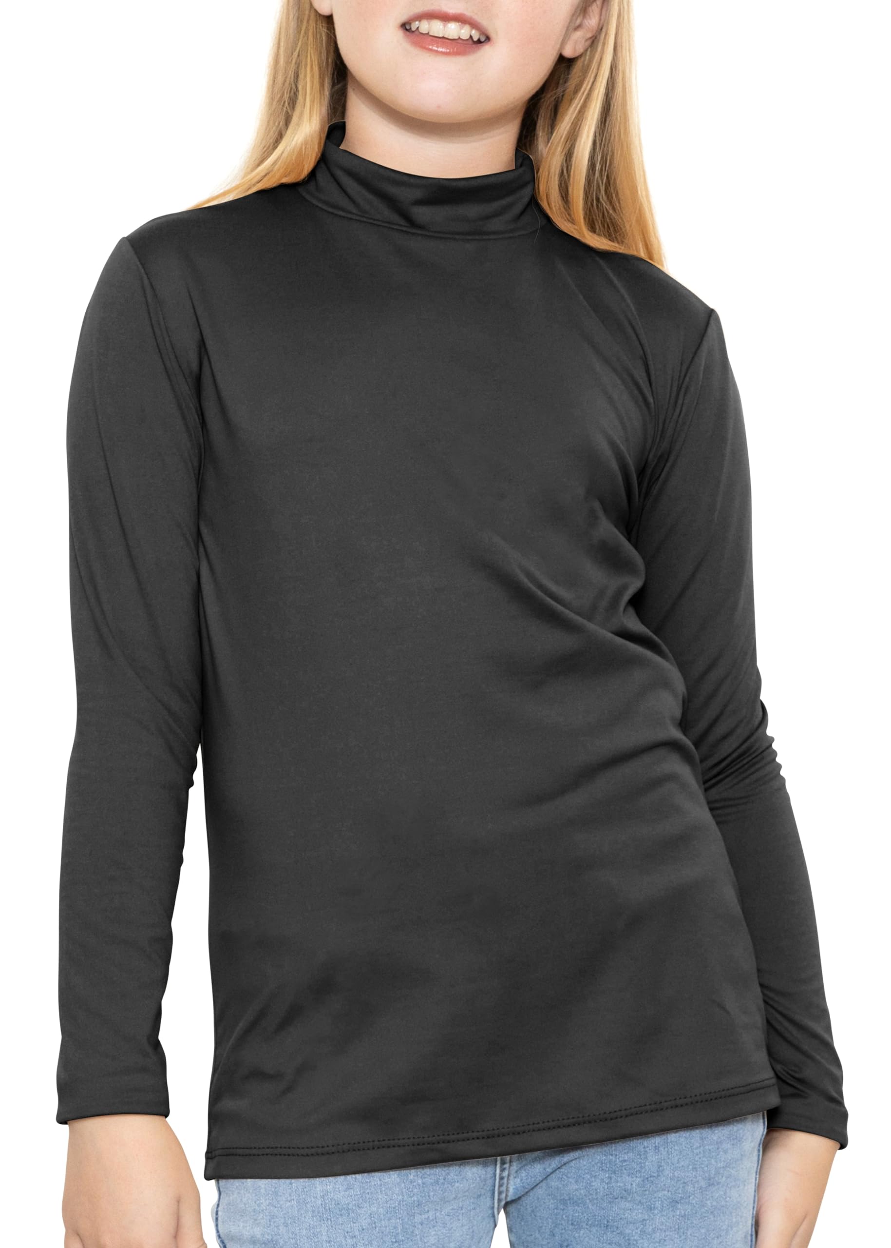 STRETCH IS COMFORT Youth Girl’s Oh So Soft Long Sleeve Mock Neck Top | 4-16