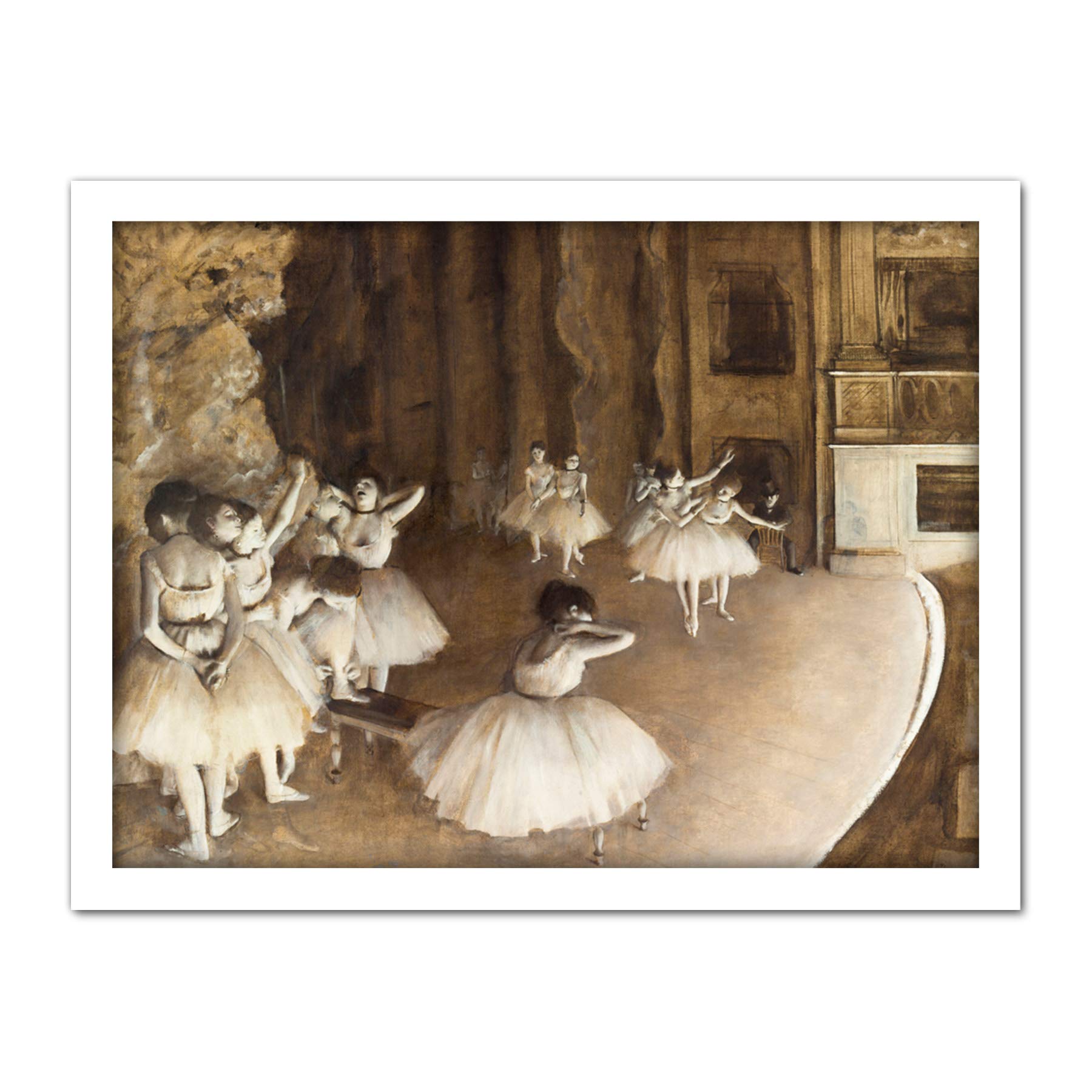 Edgar Degas Ballet Rehearsal On Stage Large Framed Art Print Poster Wall Decor 18x24