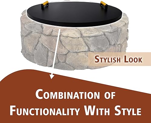 Miniatura 9 de SIMOND STORE Cubierta redonda para fogata de 38 pulgadas de diámetro, tapa para soplador, tapa para fogata de 0.059in de grosor, tapa para parrilla