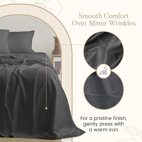 Miniatura 4 de CHATEAU HOME COLLECTION Sábanas de 800 hilos 100% algodón egipcio dividido tamaño King, juego de sábanas de 5 piezas de algodón de tejido satinado