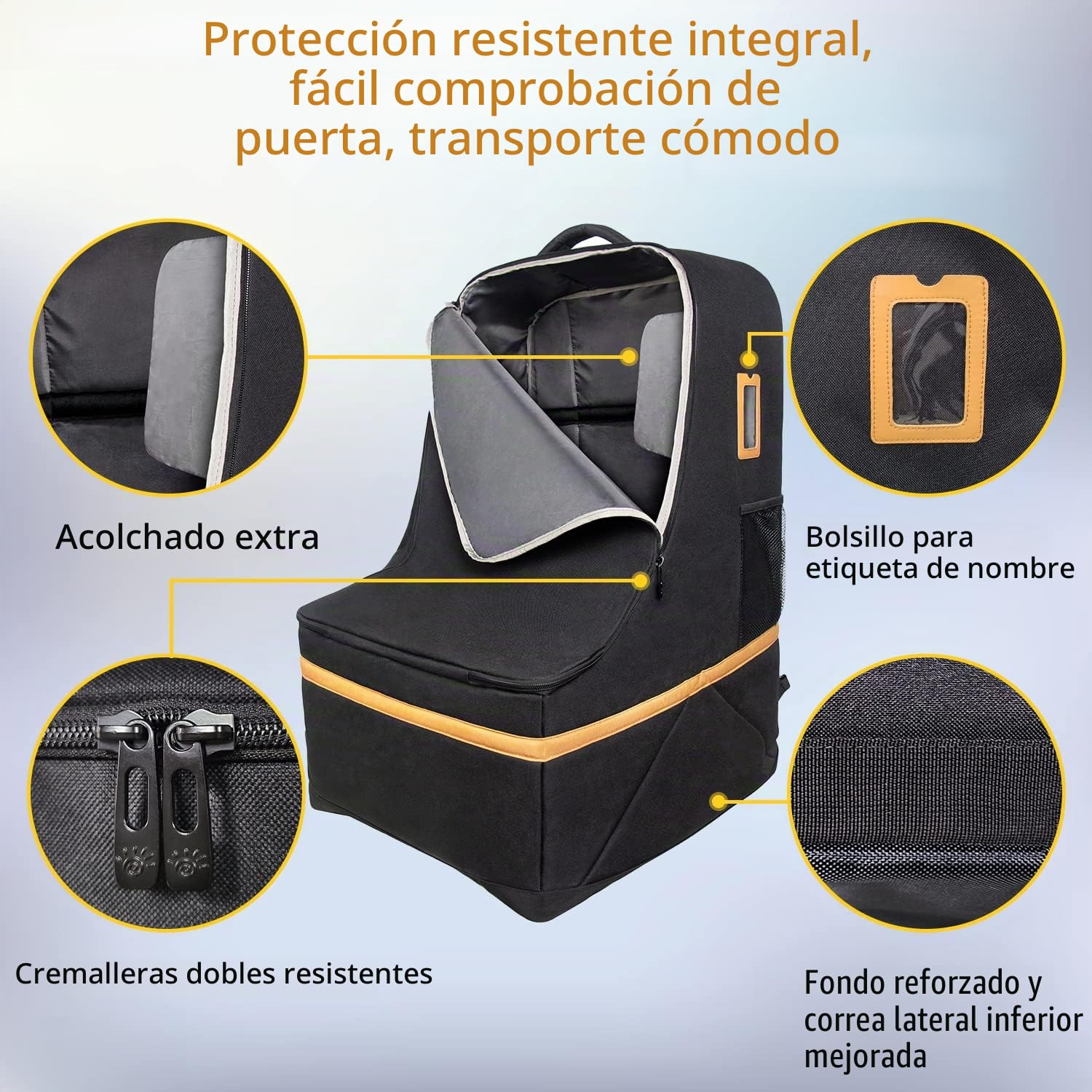 Hap Tim Bolsa de Viaje para Asiento de Coche, Funda Acolchada para Asiento de Coche para avión, transportador portátil para Asiento de Coche Esencial para Aeropuerto, Mochila de Viaje para Asiento de