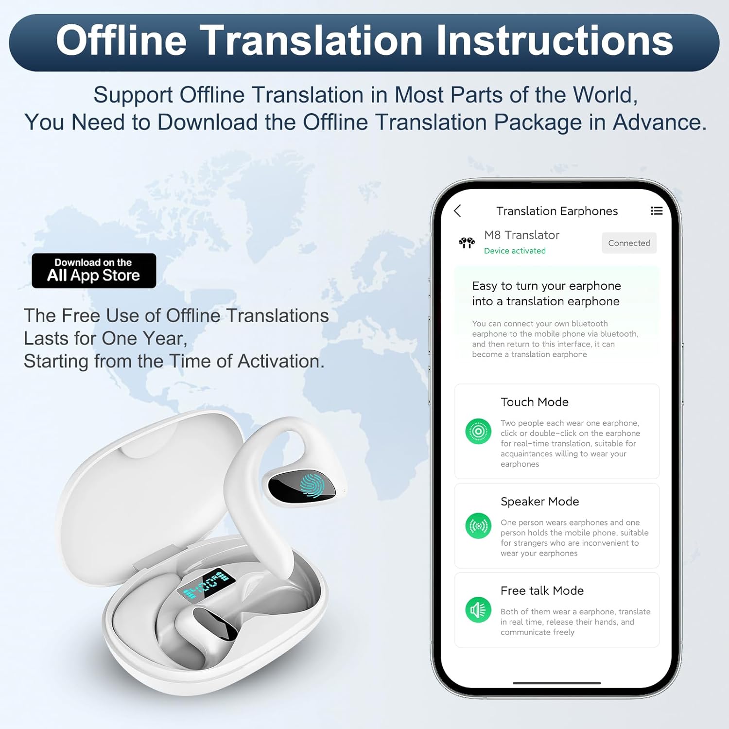 Offline translation instructions and app interface