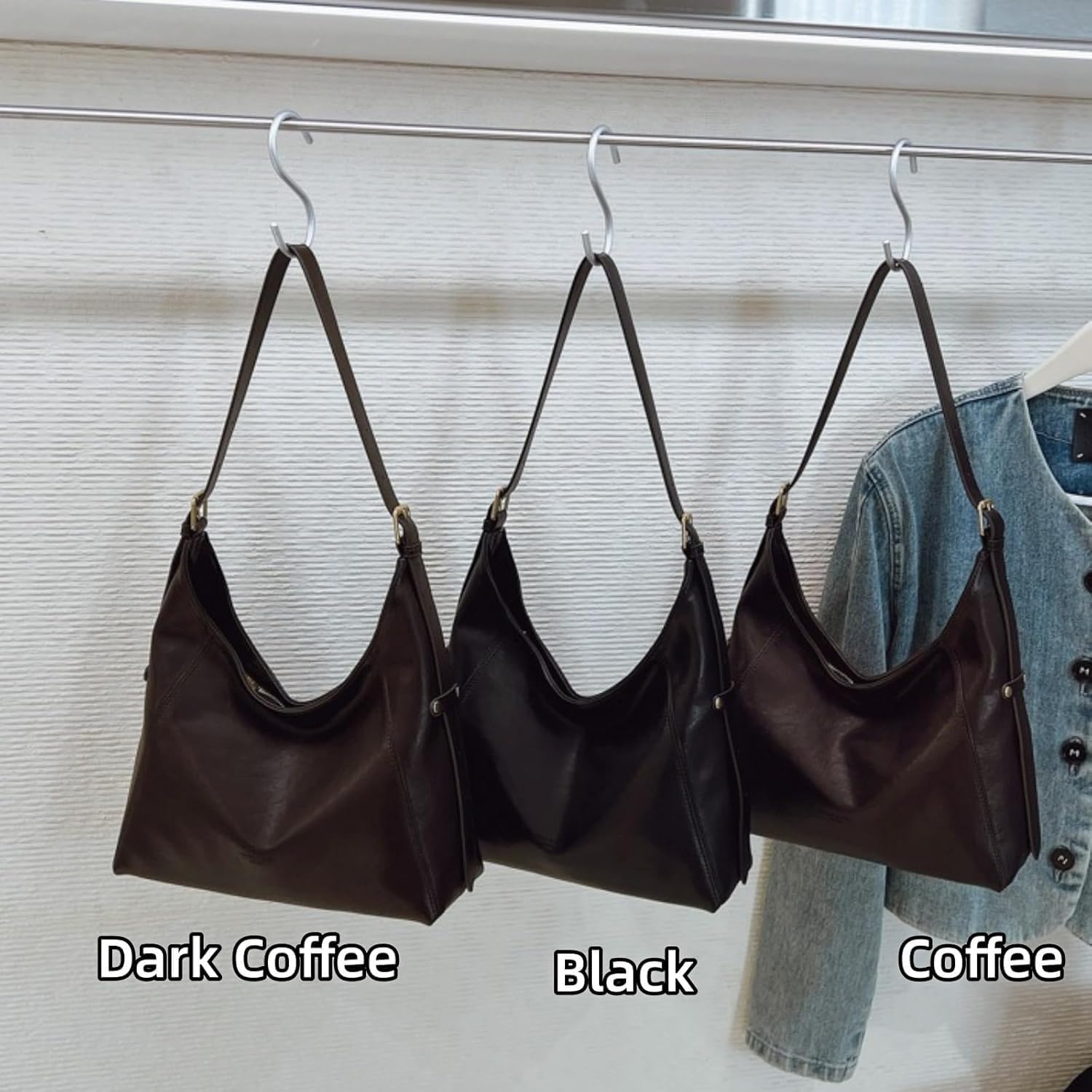 Trendy Retro Crossbody Bag for Women, Large Dark Tone Shoulder Tote Satchel
