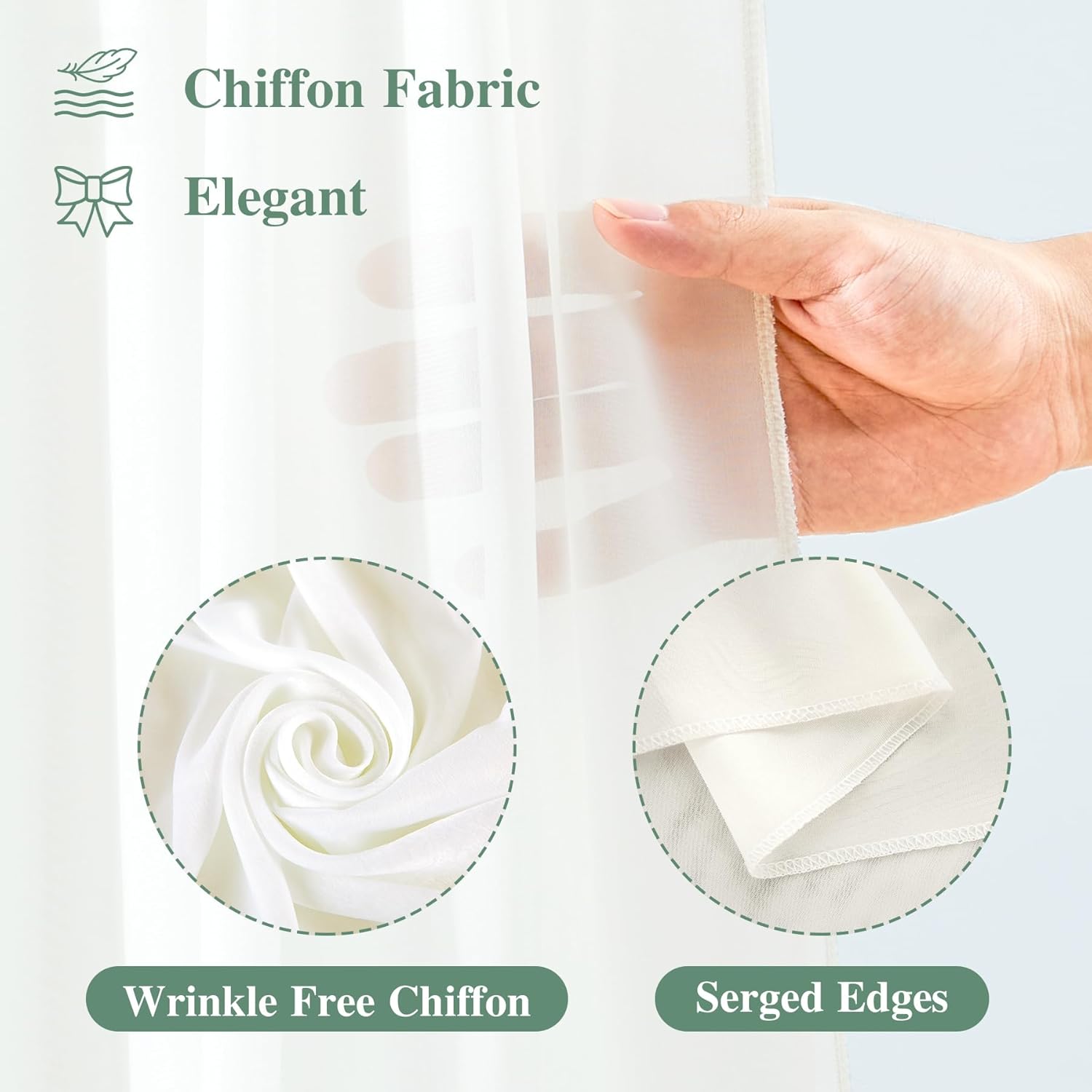 Wedding Arch Draping Fabric, 2 Panels 18FT Beige Sheer Backdrop Curtain Chiffon Fabric Drapery Voile Scarf Draping Panels for Wedding Archway Ceremony Curtain Valance Party Decoration