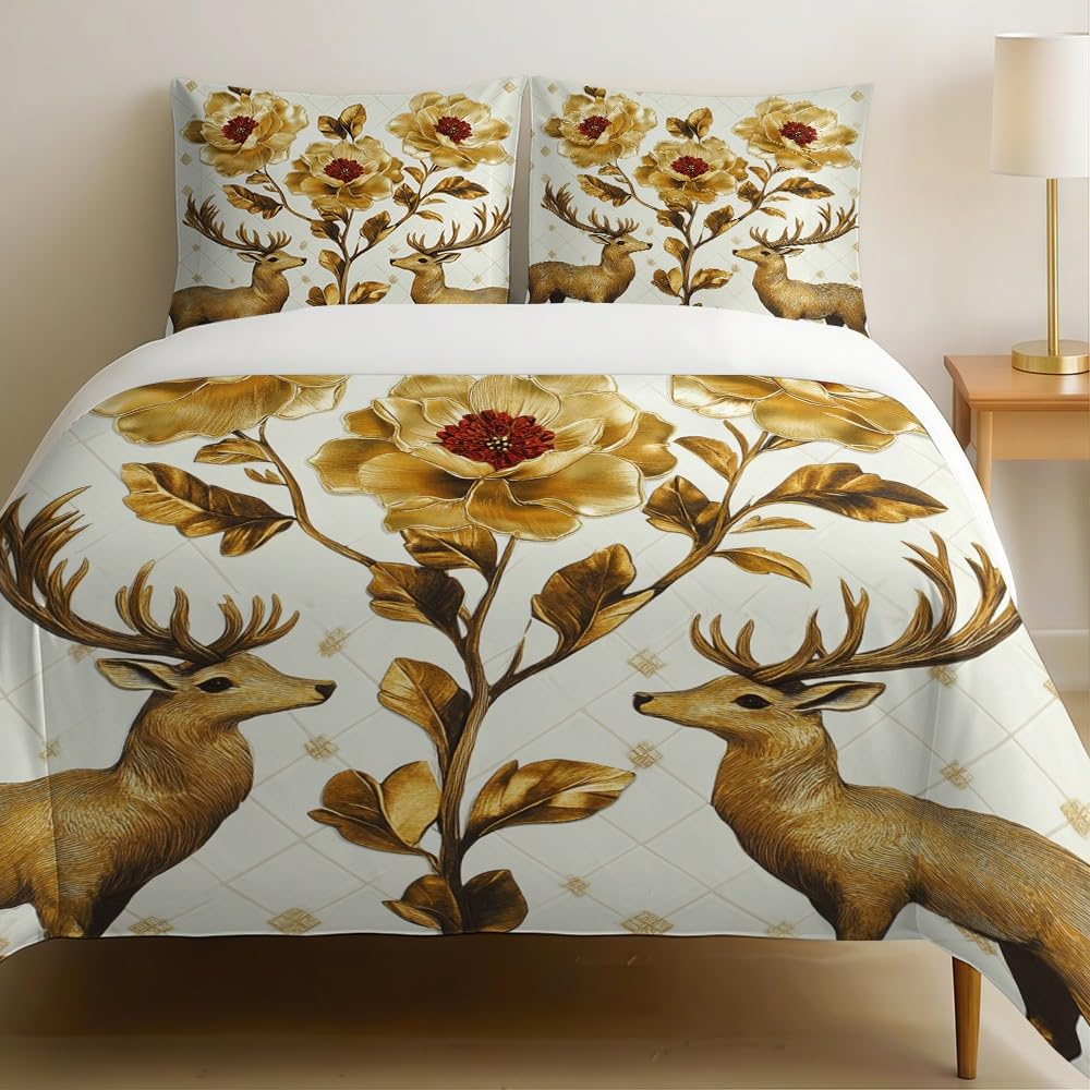Housse de couette 240 x 260 cm cerf moderne pour une chambre cosy et cocooning