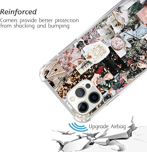 Miniatura 3 de Funda de Navidad con collage de invierno para iPhone 13 Pro Max, diseño retro estético de árbol de Navidad y pan de jengibre para niñas, mujeres y