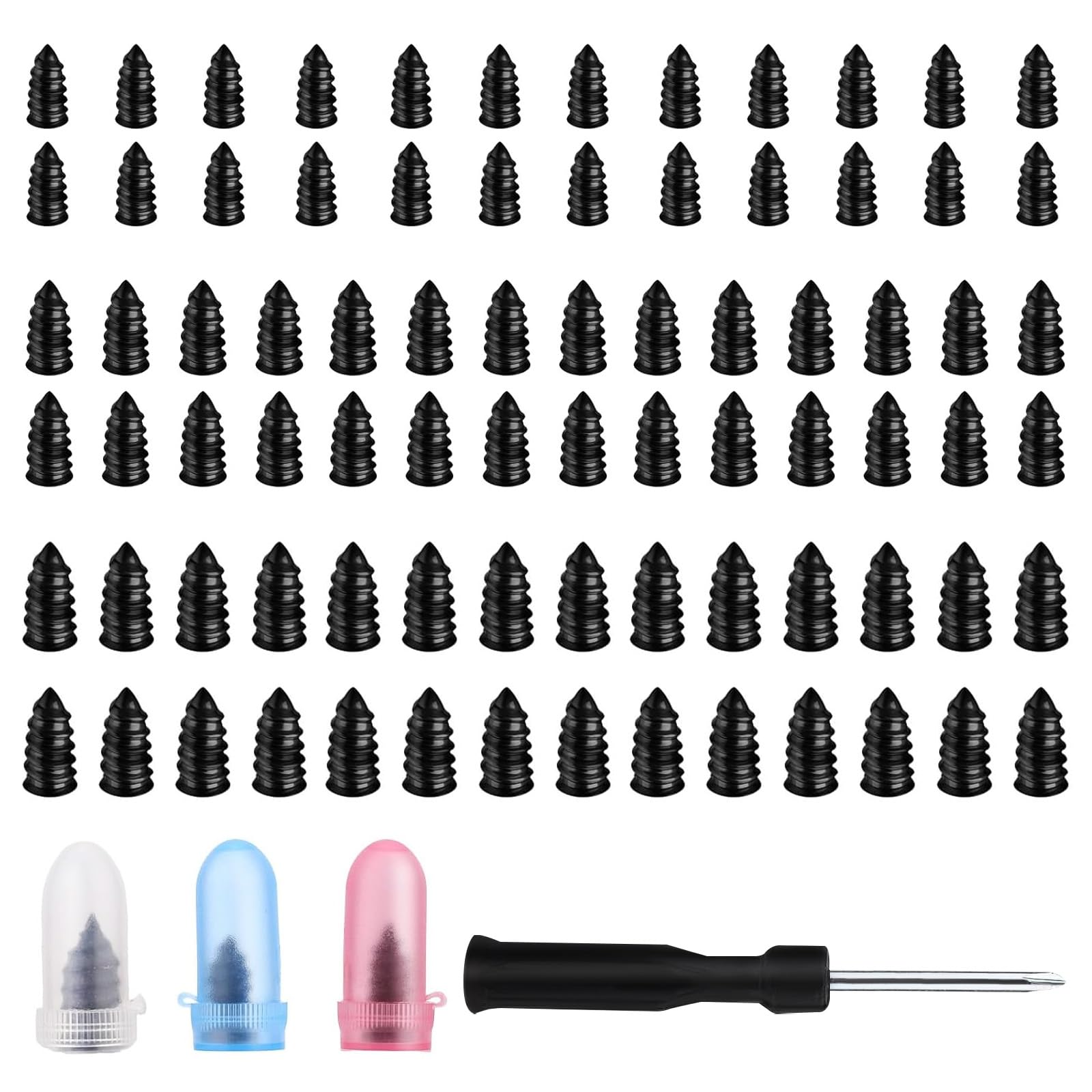 SCUML 85PCS Tyre Repair Screws Kit, 3 Sizes Tubeless Tyre Puncture Repair Kit Rubber Nails Car Tyres Plugs with Screwdriver Self-Service Repairing Tools