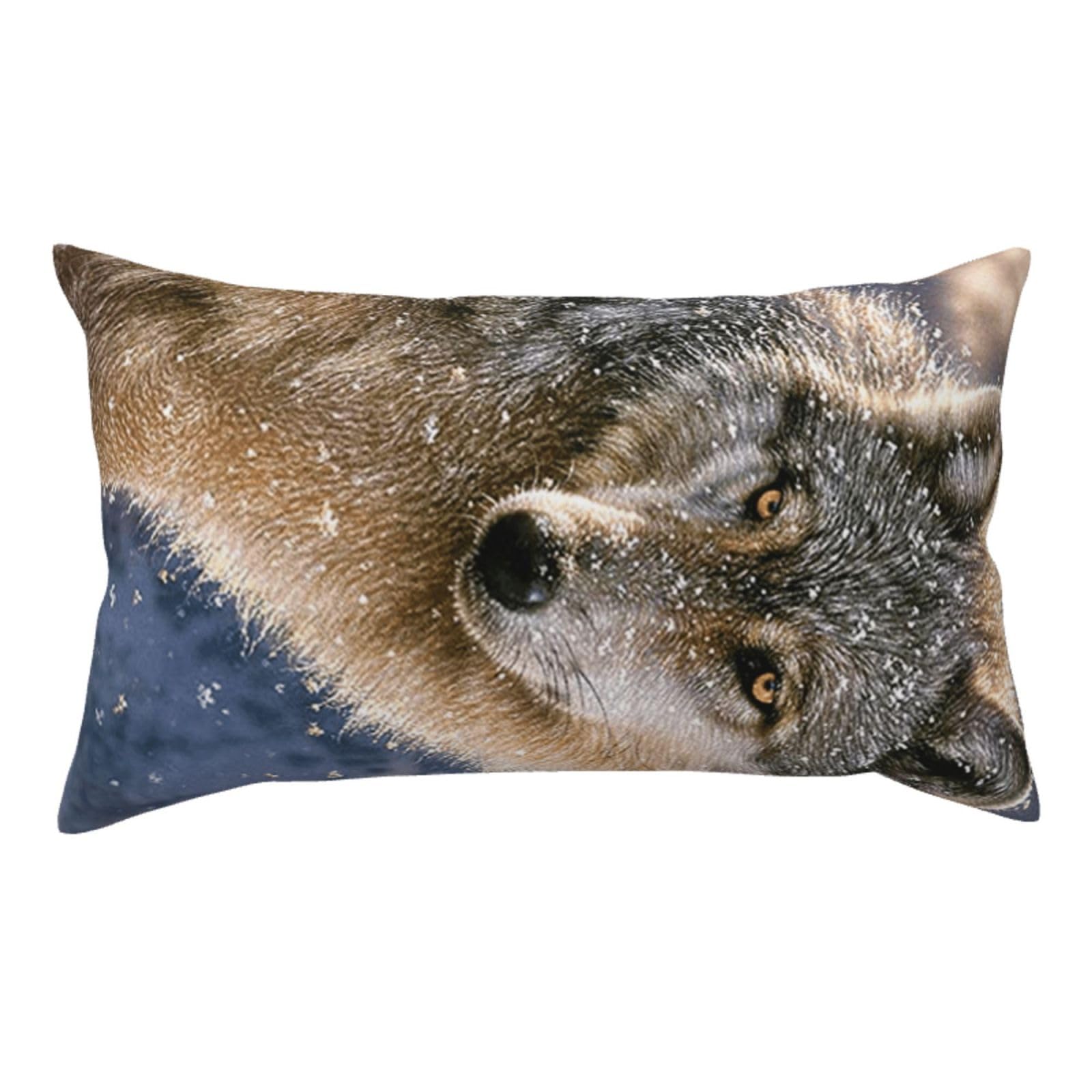 WSHFFILO trendy wolf printed Pillow Case 20x36in Corduroy Throw Pillow Cover