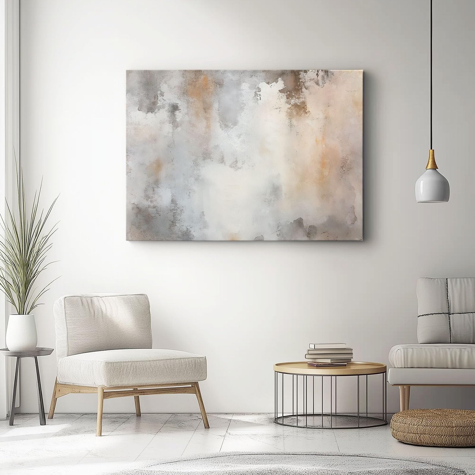 Bild auf Leinwand Abstrakt Used-Look Textur Wanddeko Wohnzimmer Aesthetic Deko Zimmer Wandbilder Modern Schlafzimmer Esszimmer Room Decor Hellbraunes, 150 x 50 cm
