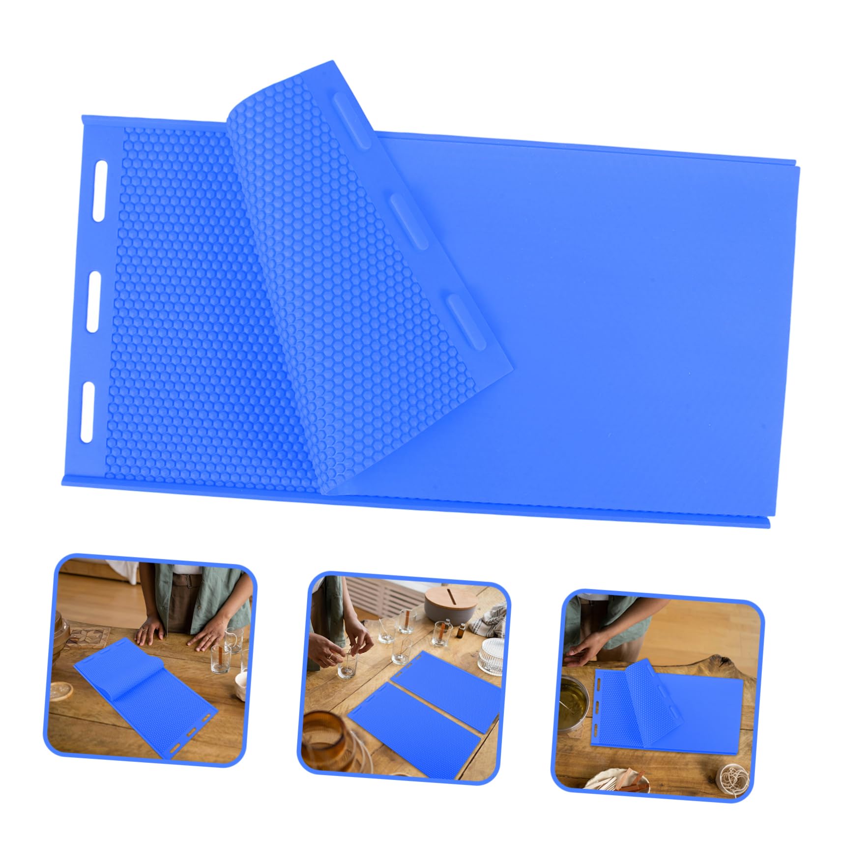 Moule Silicone Nid D'abeille pour Fabrication DIY de Feuilles de Cire D'abeille, Réutilisable et Facile à Nettoyer, Matériau Silicone Bleu Apiculture