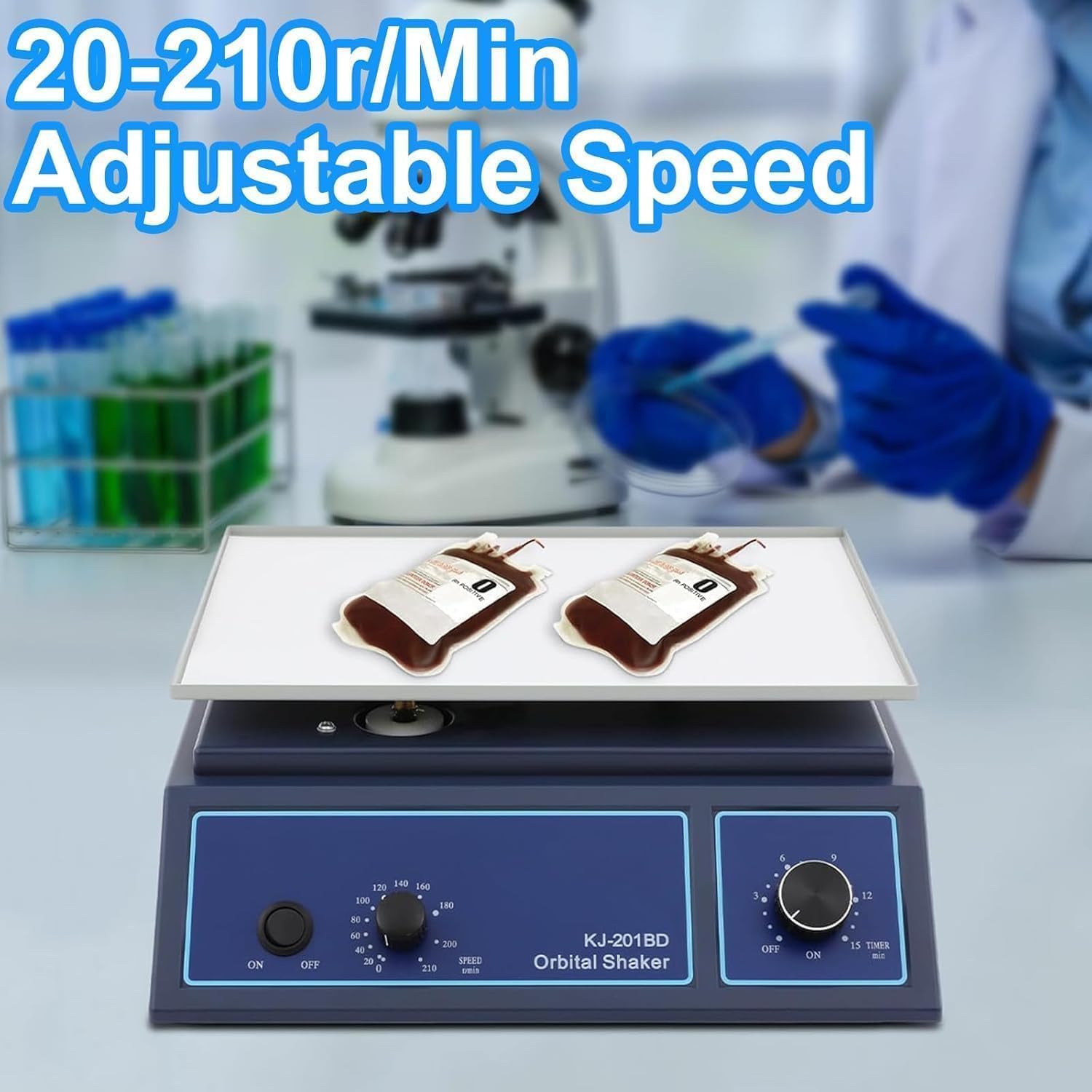 Agitatore rotatore da laboratorio, velocità regolabile 20-210 giri/min, 2 modalità di funzionamento, carico massimo 1 kg, ideale per applicazioni chimiche