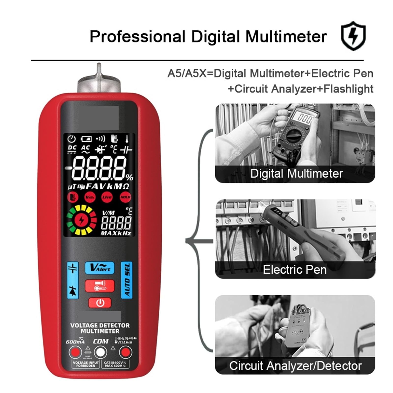 Multimetro Digitale Smart Multitester Automatico Amperometro VFC Corrente Condensatore Ohm Strumenti For Tester Elettricista(A5X Tool kits)
