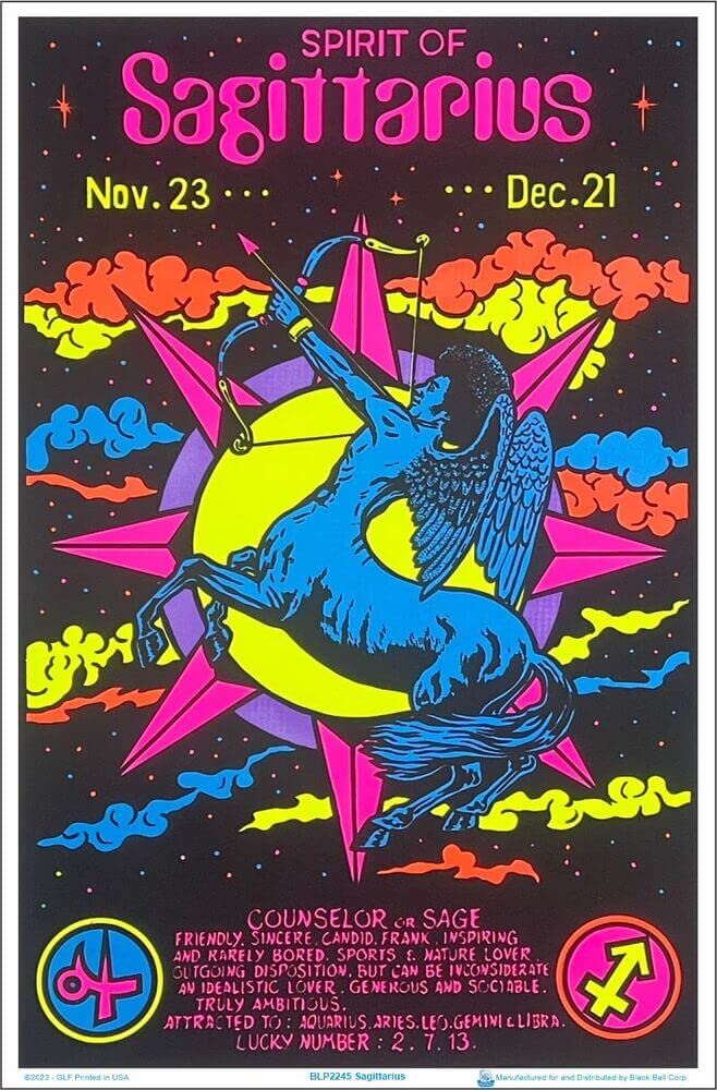 Scorpio Posters Sagittarius Zodiac Sign - Flocked - Blacklight Poster - 23" x 35"