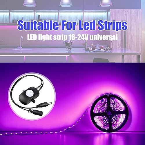 Miniatura 3 de Hortsun 3 piezas DC 5V-24V 5A PIR Sensor activado por movimiento interruptor de luz sensor de movimiento de ocupación con cable acoplador CC para