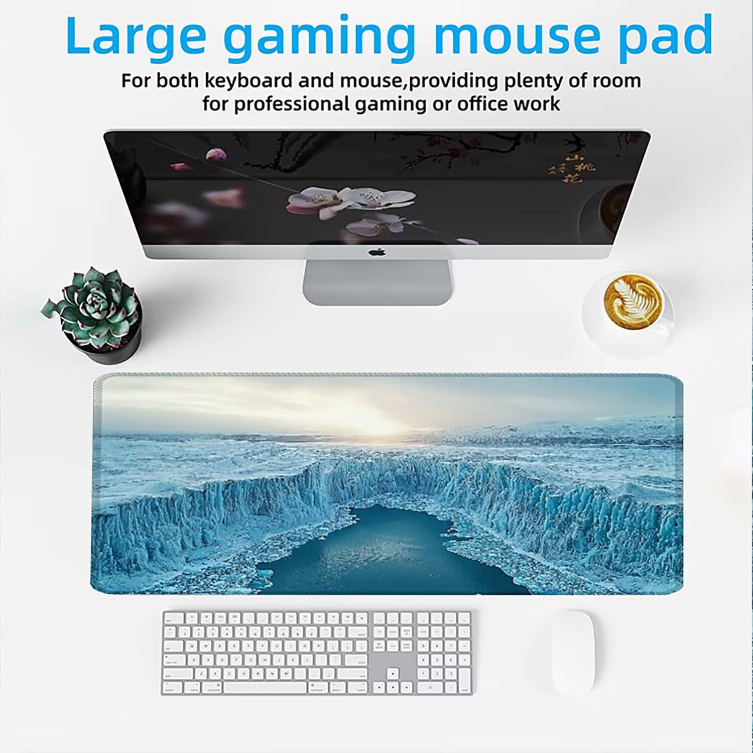Podkładka pod mysz AAA XXL 1200 x 600 mm duża mata na biurko szyta krawędź wodoodporna antypoślizgowa, laptop poprawia precyzję i prędkość. do gier, komputera, komputera, zimowego jeziora w0w-993