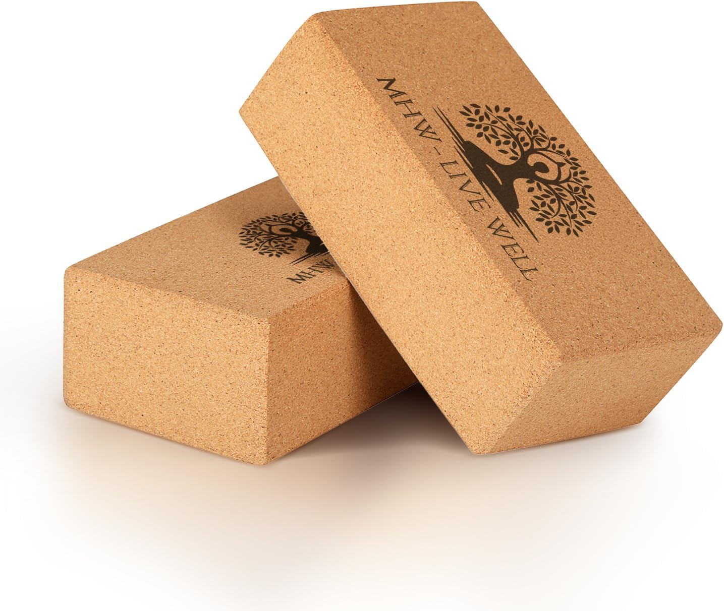 MHW – LIVE WELL Yoga Blocks for All Practices – Premium Cork & EVA Foam for Support, Stability & Stretching – High-Density, Eco-Friendly Options for Yoga, Pilates & Fitness