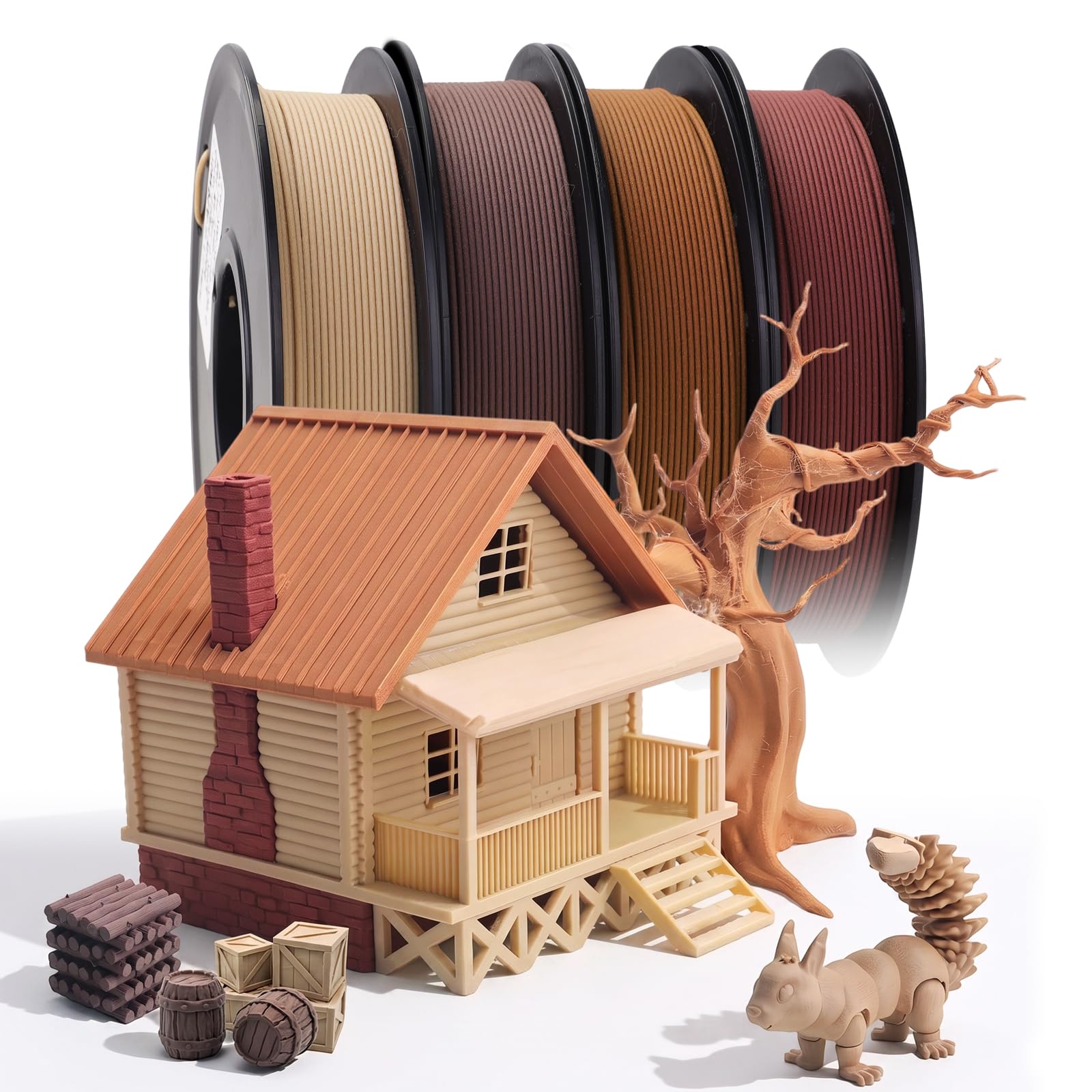 Wood PLA Filament Bundle 250g*4 Pack 3D Printer Filament PLA Bundles