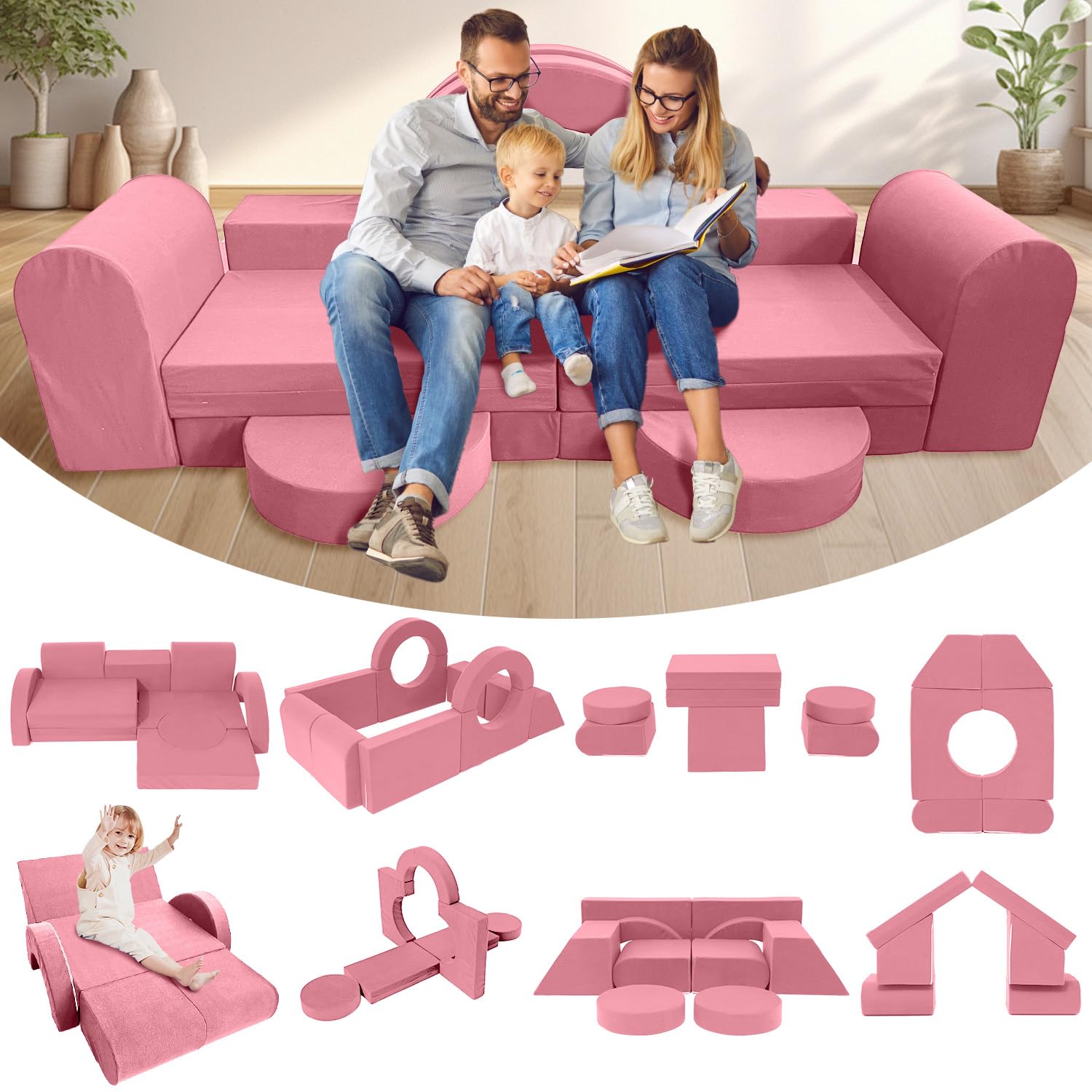 Snapklik.com : Fivetry Kids Couch Building Fort - 12pcs Modular Kids
